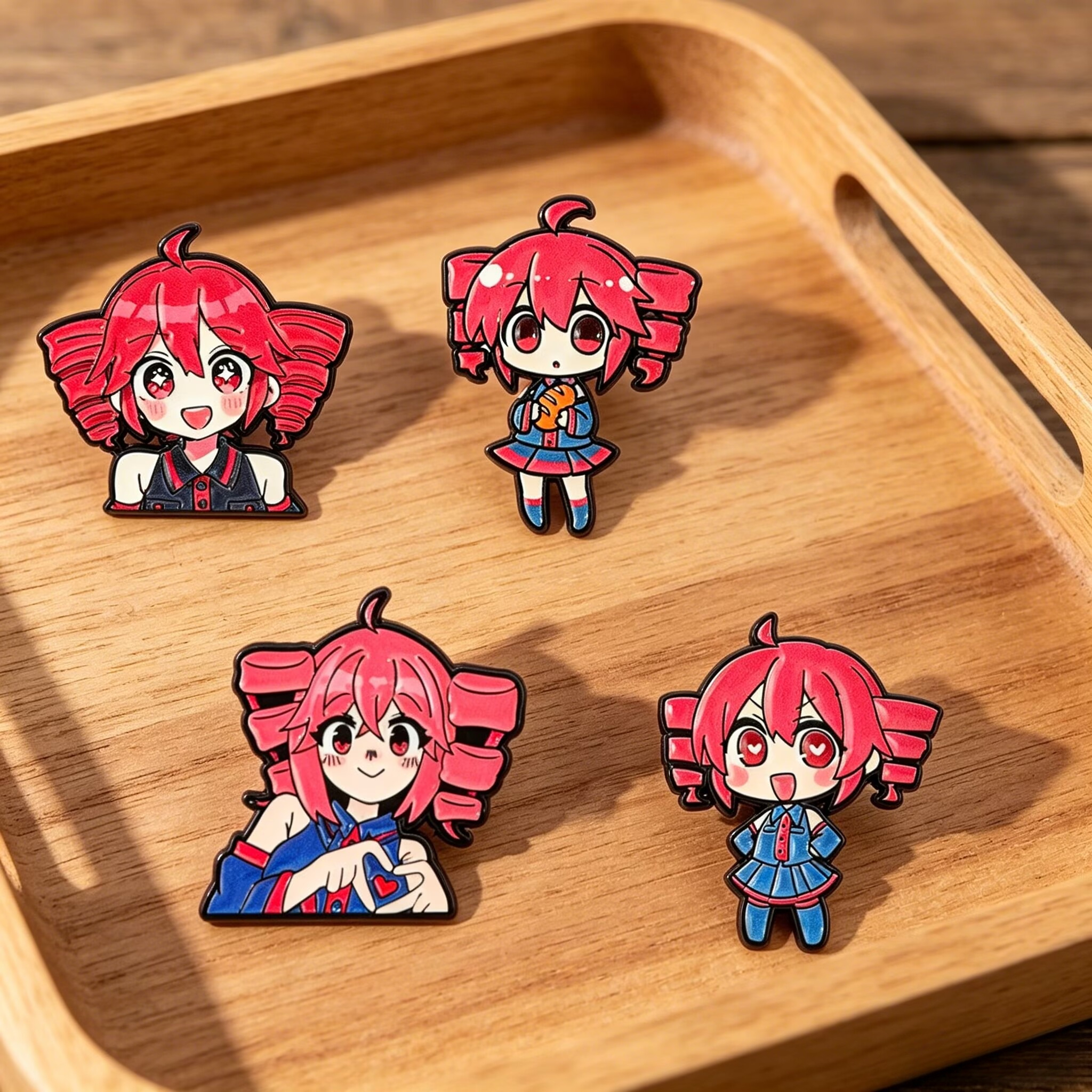 Enamel Pin Set - 4pcs Anime Cute Cartoon Brooch Badge