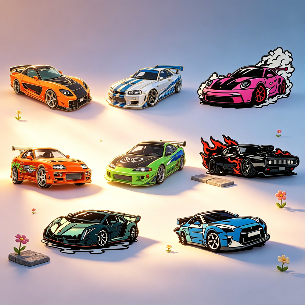 Enamel Pin Set - 4/8pcs Fast & Furious Style Racing