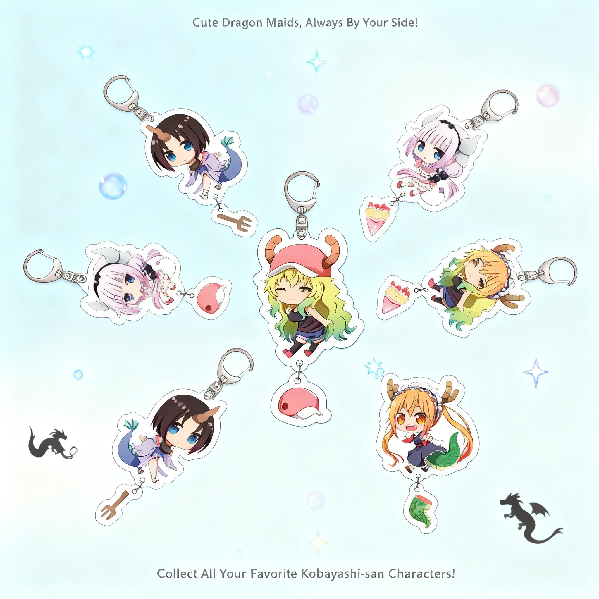 Anime Merchandise Keychains - Anime Acrylic Keychain Miss Kobayashi's Dragon